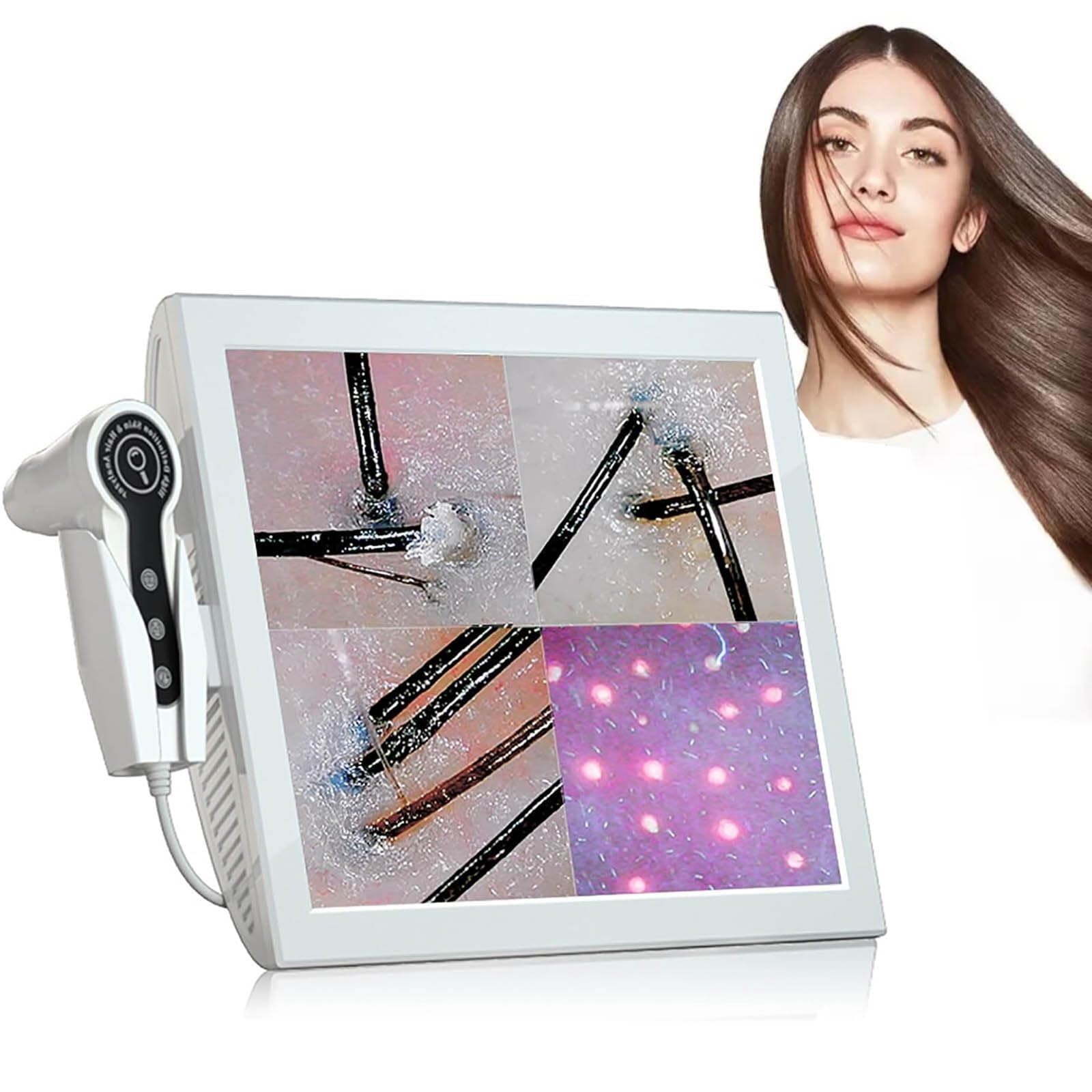 Analizador de Piel y Cabello, Detector de Cuero Cabelludo 4 Zonas, 50×/200× Lente