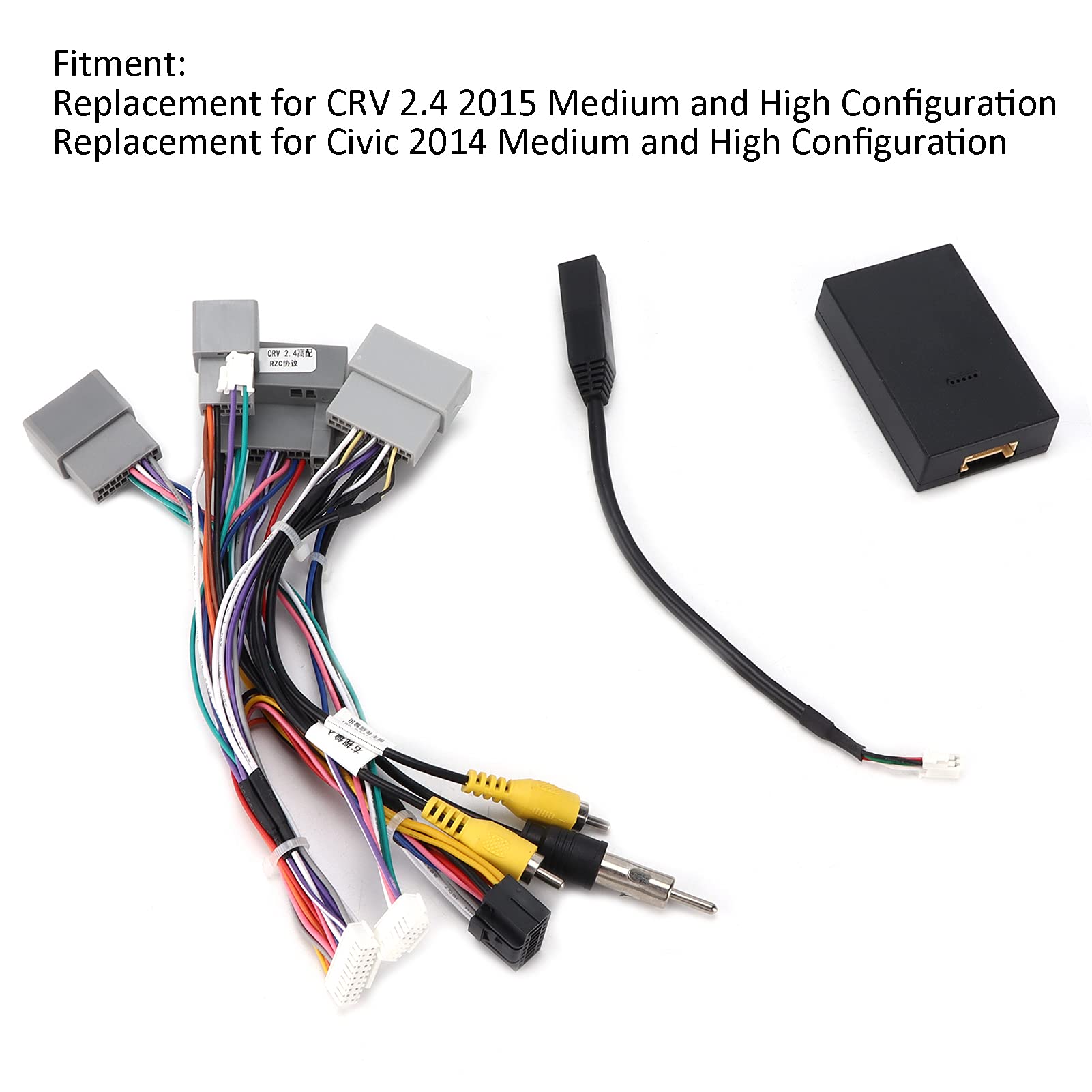 Tbest Cable de Alimentación del Adaptador de Alambre de Audio de 16 Pines con Caja Canbus para el Reemplazo de CRV 2.4 2015 Configuración Media Alta y Material de Goma ABS 2014