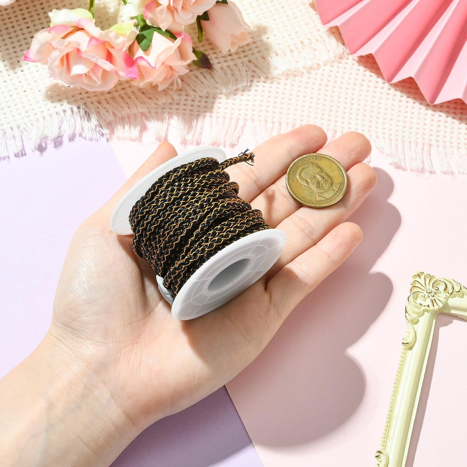 LiQunSweet 5m(16.4ft) 3mm Thick Nylon Coated 304 Stainless Steel Braided Wires Cord for Slider Adjustable Bracelet Jewelry Making - Black Color