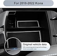 Vista 4 de SKTU para 2018 2019 2020 2021 2022 2023 Hyundai Kona Organizador de inserto de consola central ABS Materiales Negros 2023 Kona OS Bandeja