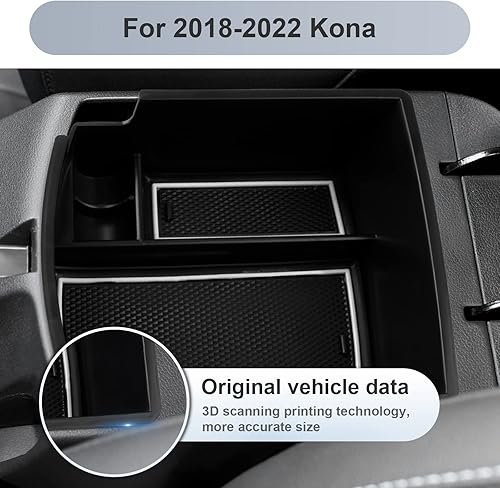 Miniatura 4 de SKTU Para 2018 2019 2020 2021 2022 2023 Hyundai Kona Organizador de consola central Insertar ABS negro materiales 2023 Kona OS Bandeja Apoyabrazos