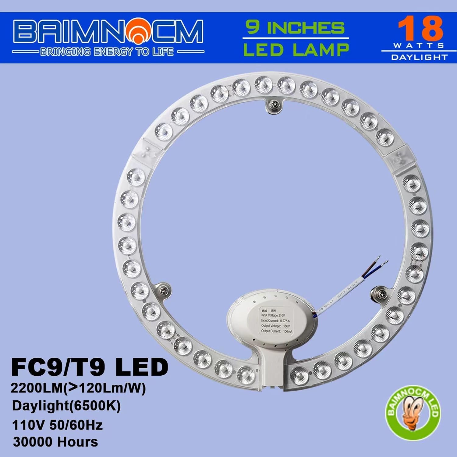 Celiwace 9 Inches LED Circline Light Bulb 18 Watt Replacement for T9 FC9T9 22W, FC10T9 30W, FC12T9 32W Circular Fluorescent Bulb, 6500K Day Light 2200LM, Not Dimmable, 2 Pack
