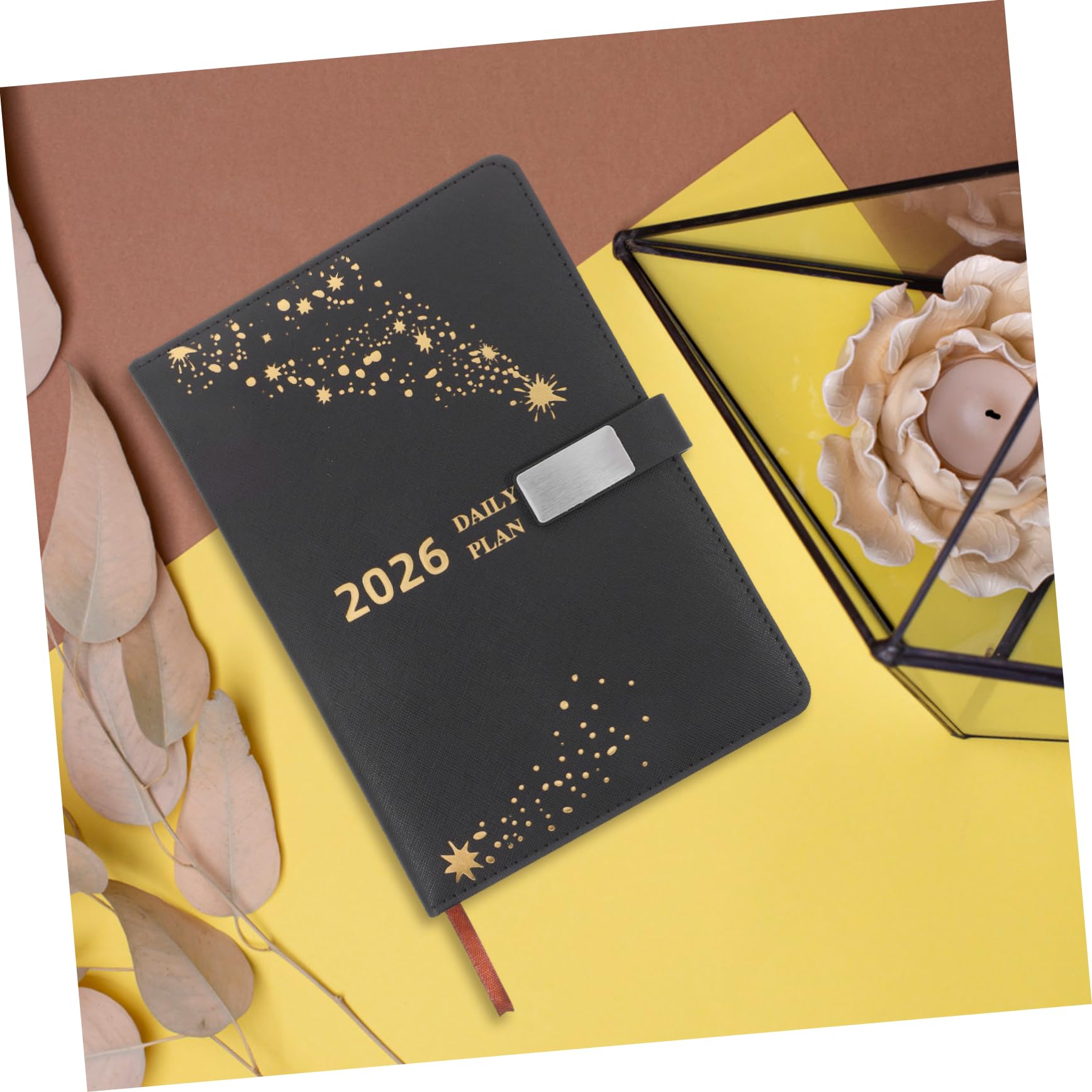 PLAFOPE Agenda Planificateur Quotidien avec Index Mensuel Carnet de Notes Portable pour Bureau et Voyages