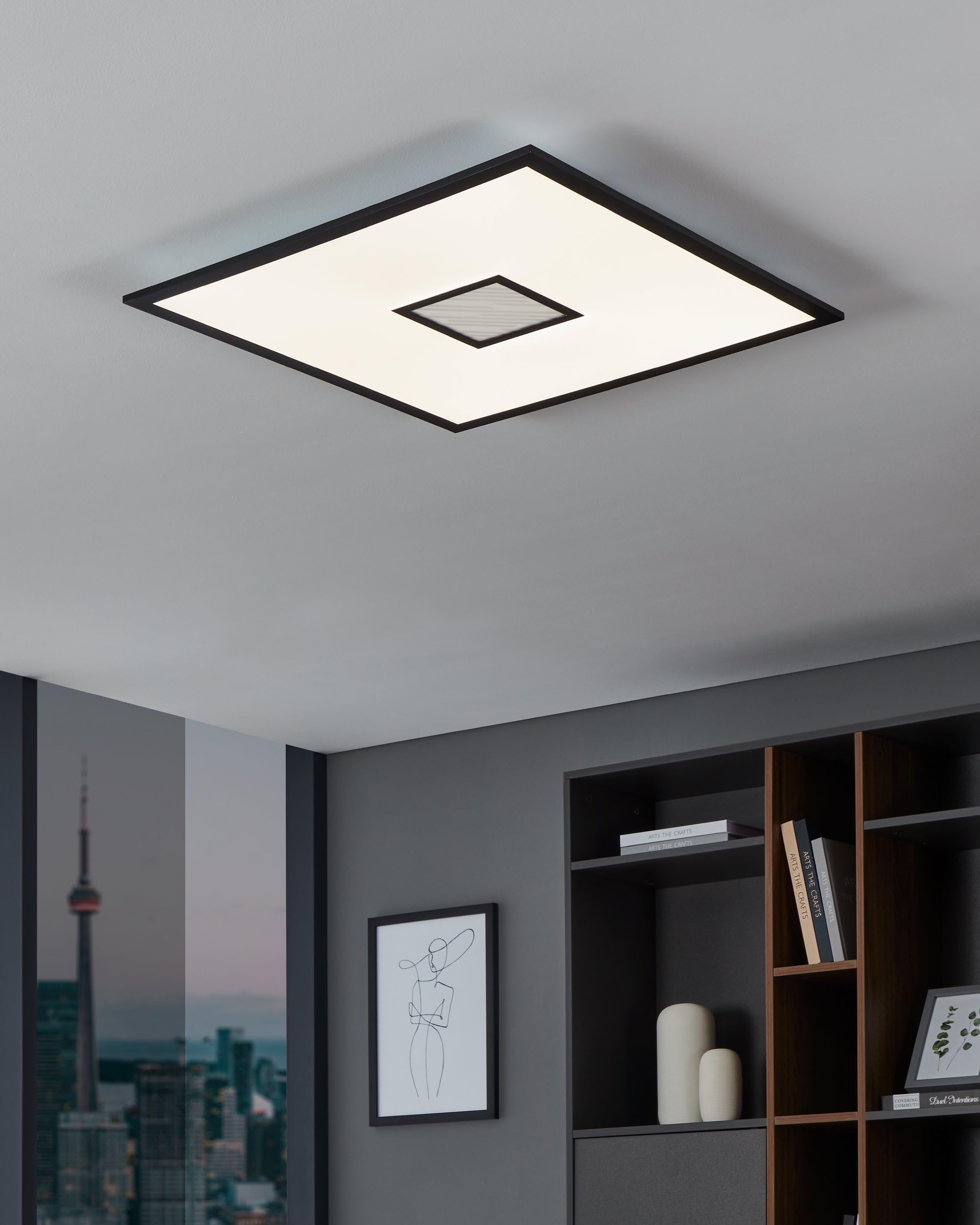 Acheter Eglo Panneau LED Campaspero, Plafonnier Dimmable Avec Télécommande, Lampe De Plafond Pour Bureau, Luminaire En Plastique Blanc Et Gris, Chaud Froid, 30 Cm ? Comparer Chez