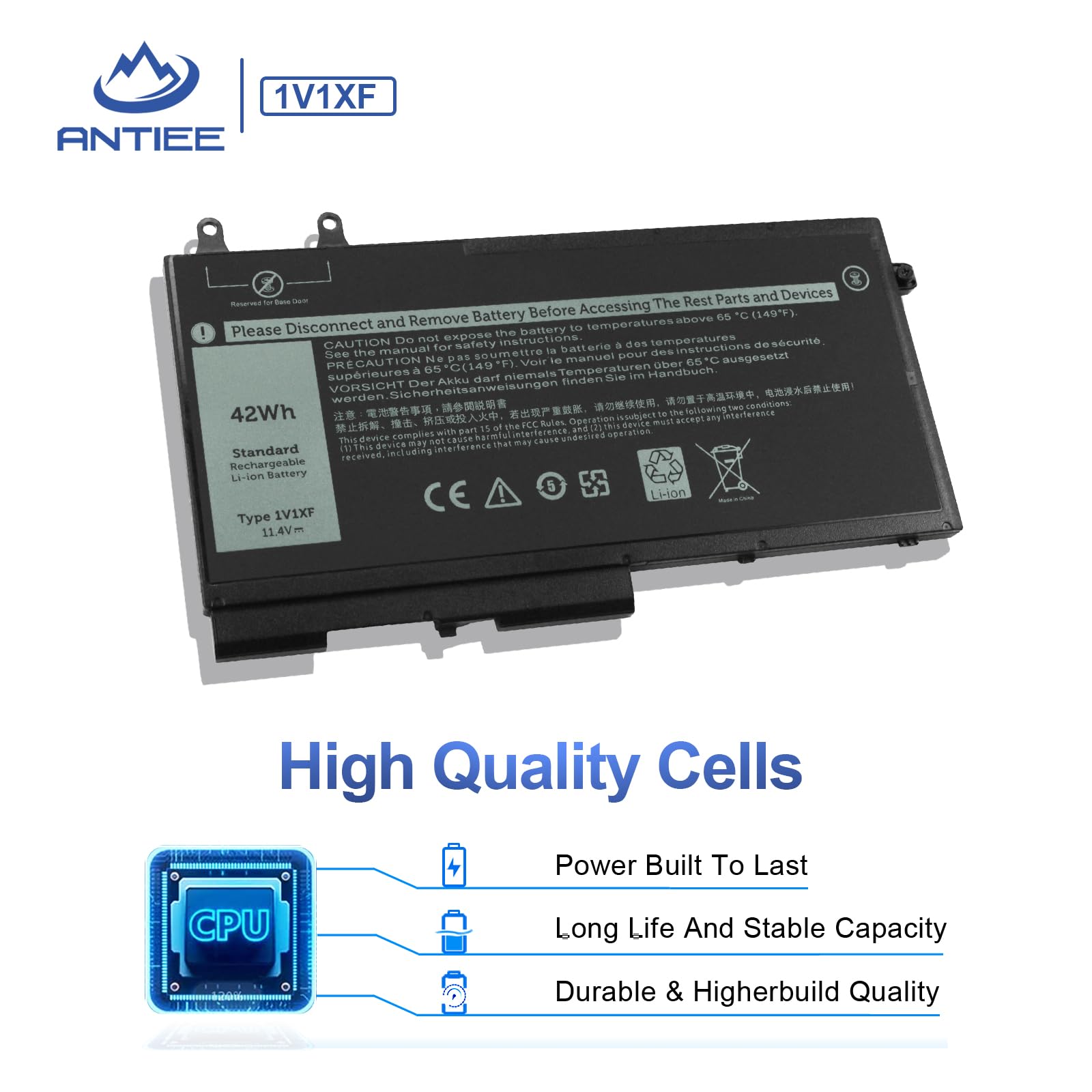 ANTIEE 42Wh 1V1XF Laptop Batería para DELL Latitude 5400 5500 E5400 E5500 | Inspiron 7590 7591 2n1 2-in-1 Precision 3540 M3540 Mobile Workstation Series P84F P98G P80F R8D7N 49HG8 H82T6 K7C4H TNT6H