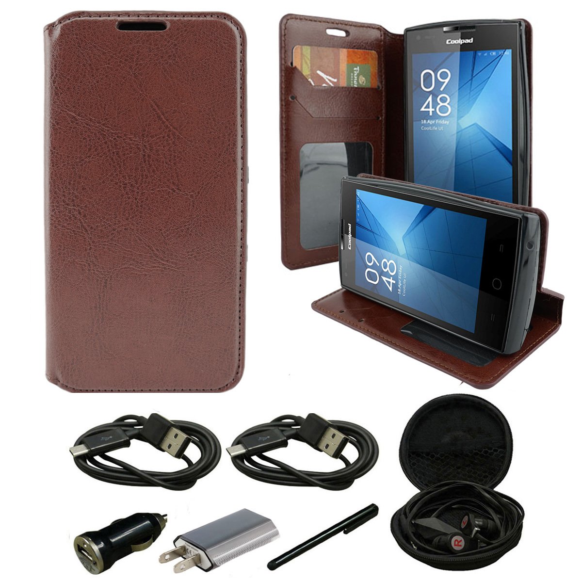 Galaxy J7 Case, Mstechcorp, Unique Design Flip PU Leather Fold Wallet Pouch Case Premium Wallet Flip Case For Samsung Galaxy J7 Phone - Includes Accessories (Fold Brown)