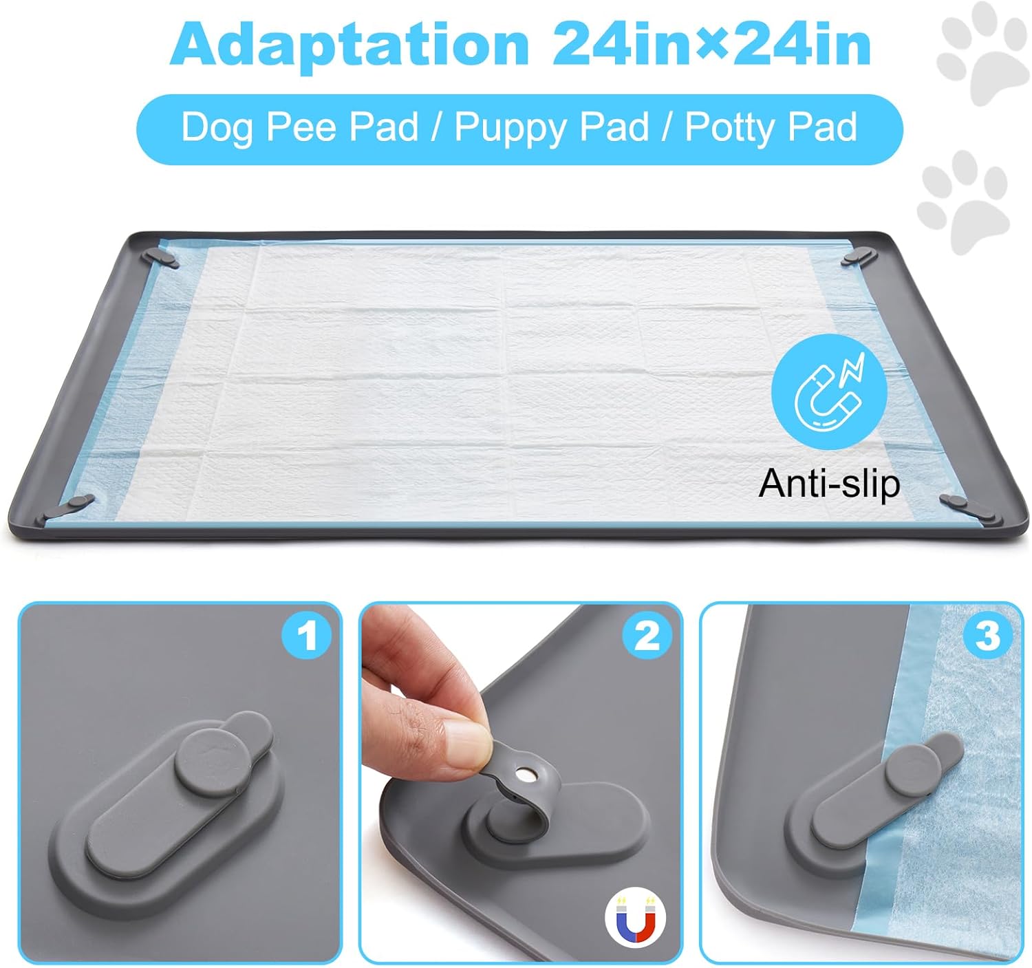 16in x 24in Dog Pee Pad Holder - Leak-Proof Non-Slip Indoor Tray, Fits Standard Puppy Pads, Ideal for Puppy Potty Training (S) - Image 2