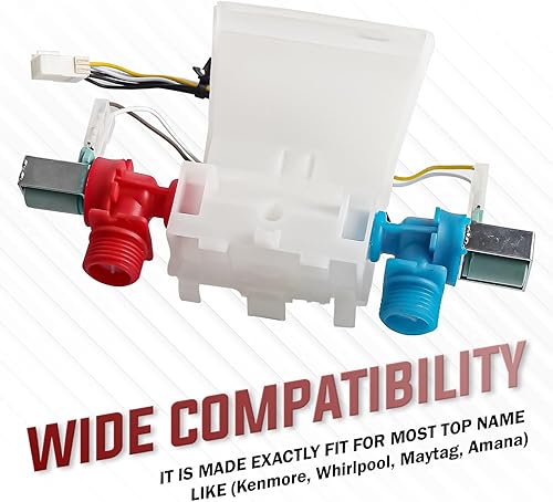 Miniatura 2 de W10144820 Válvula de entrada de agua para lavadora - Compatible con Ken-more, Whirl-pool, May-tag, Ama-na Números de pieza de repuesto AP6015761,