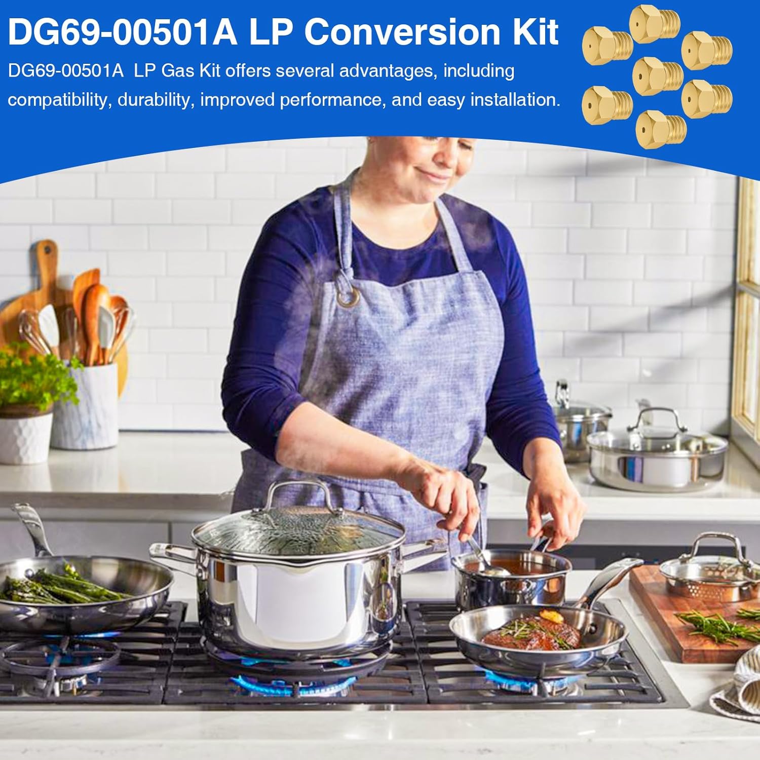 7PCS Orifices DG69-00501A for Samsung Gas Range LP Conversion Kit with Installations and Tool，Compatible with DG96-00859A