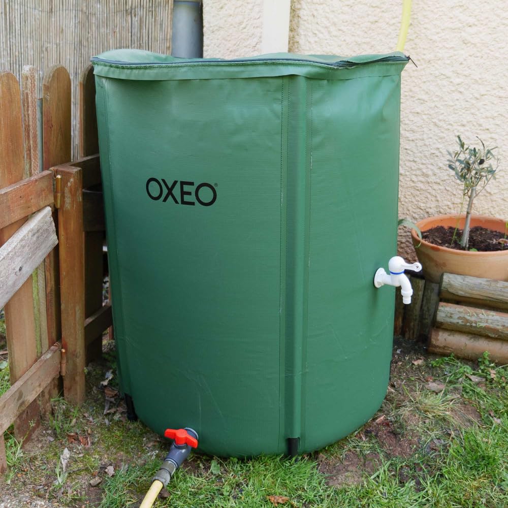 Oxeo Réservoir récupérateur eaux de Pluie 300 litres cuve Souple PVC armé - Pliable - avec Robinet et Soupape de Décharge - Filtre
