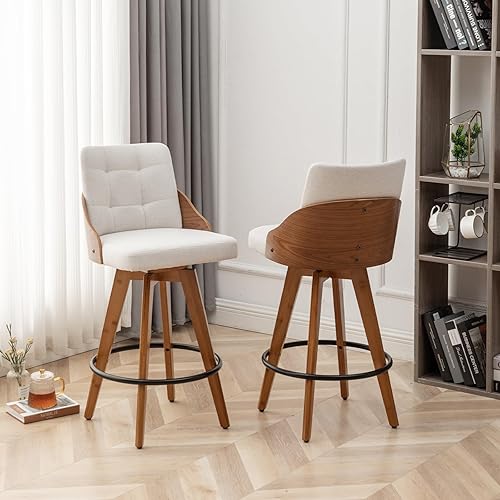 AQG Taburete de mostrador, taburete de bar tapizado giratorio gratuito 360 de 26 pulgadas con taburetes de bar giratorios de altura de mostrador