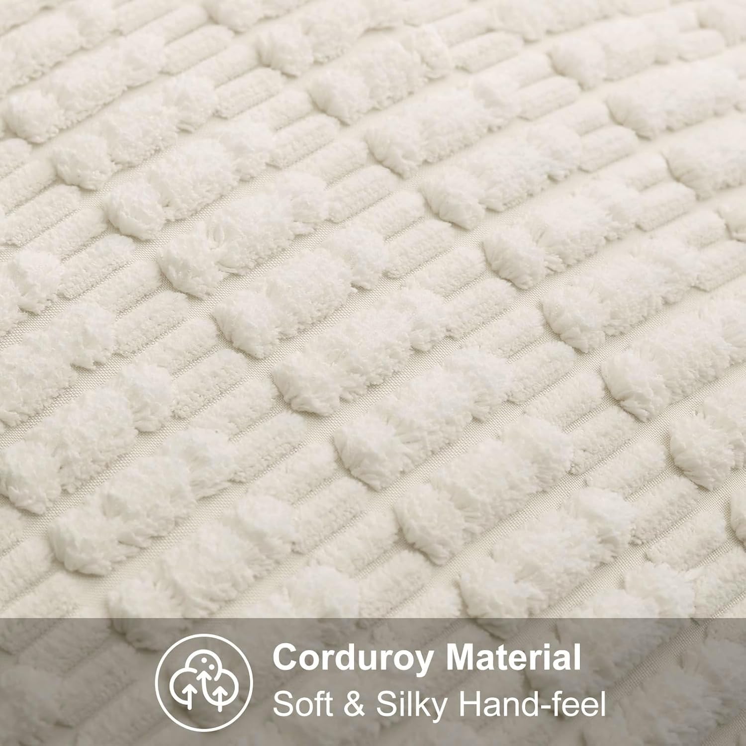 decorUhome Cream White Neutral Decorative Fall Throw Pillow Covers 12x20 Inch Set of 2, Boho Soft Corduroy Striped Rectangle Pillow Covers Modern Twill Pillow Covers for Couch Bed Sofa Living Room - Image 2