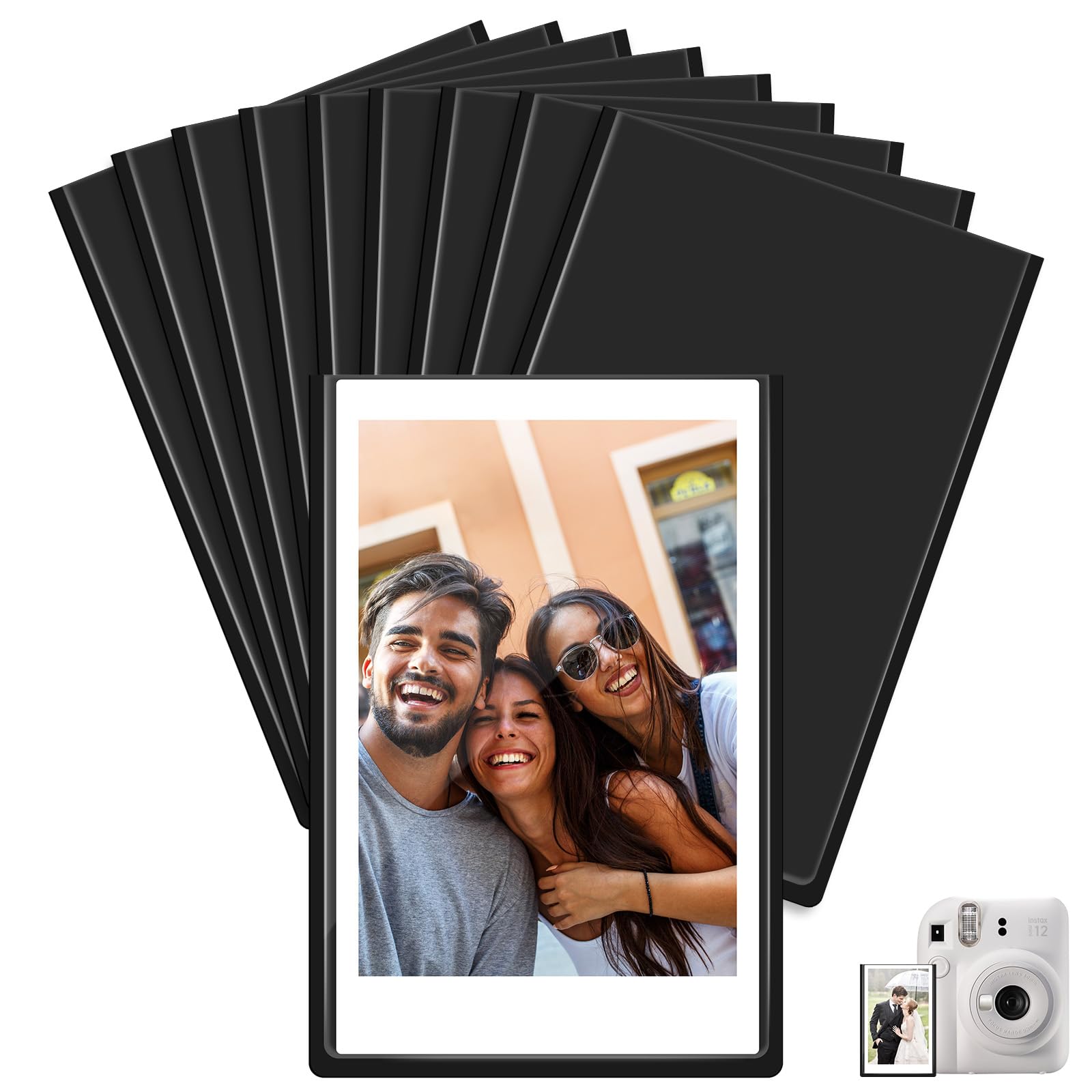 Ainiv 10PCS Magnetic Photo Frames for Instax Mini Film, 3.7x2.5in(9.3x6.3 cm) Picture Frames for Fridge, Personalised Fridge Magnet for Photos, Postcard, Notices, Black