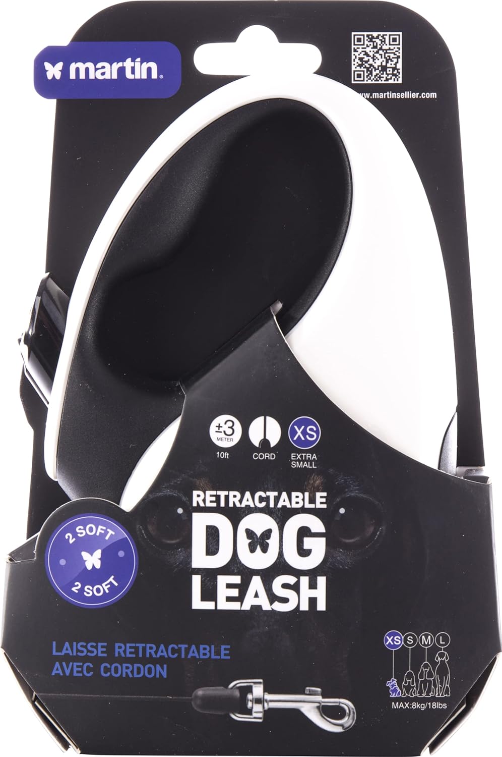 Martin Retractable Lead XS Cord 3m White