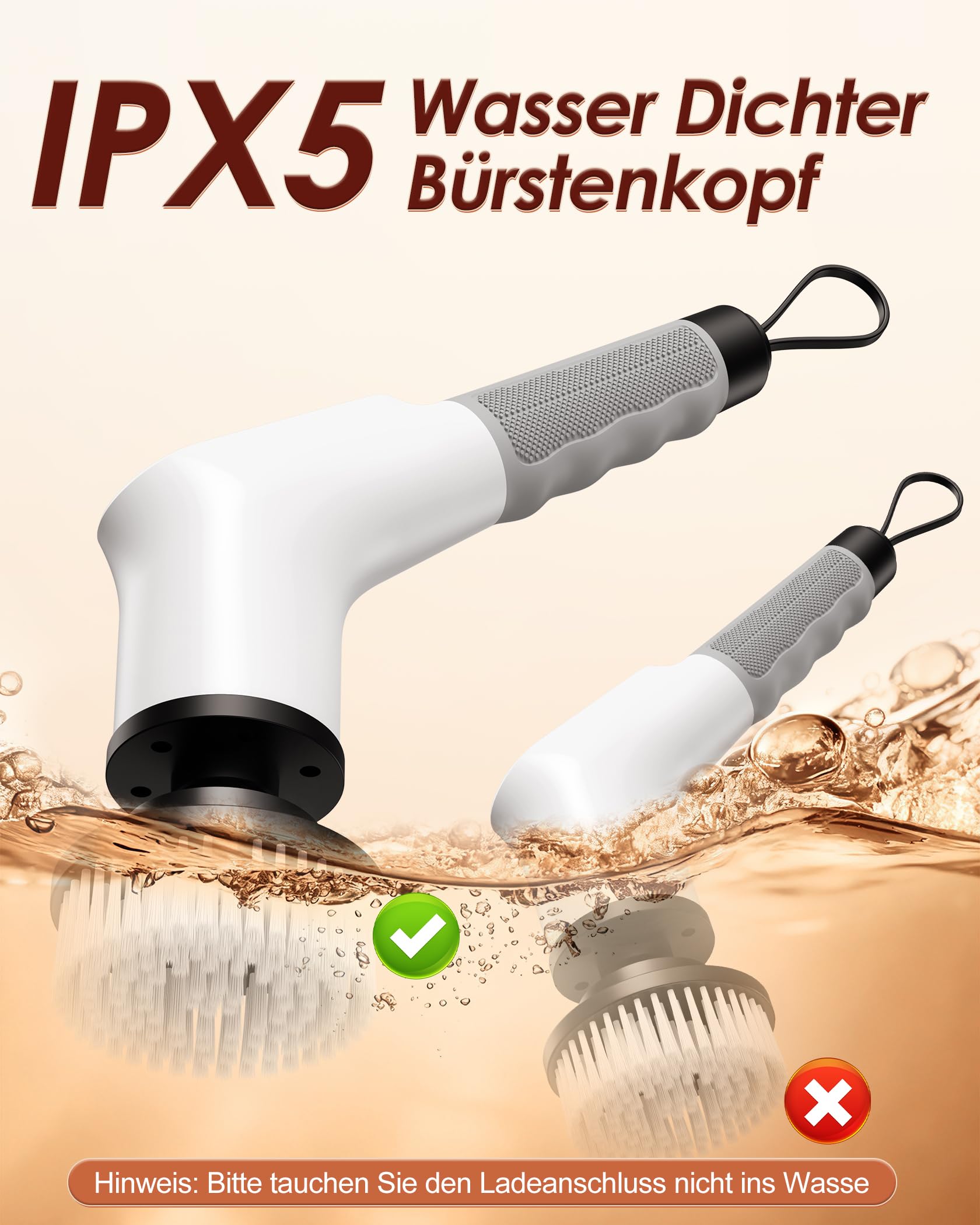 Elektrische Reinigungsbürste, 8 in 1 Electric Cleaning Brush mit austauschbaren Bohrbürstenköpfen, Wanne mopSet, Elektrische Putzbürste mit Verstellbarem Griff für Bad Küche Auto Fußboden