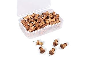 120 Pcs Adorable Walnut Wood Thumbtack Push Pins, Decorative Standard Wooden Pins...