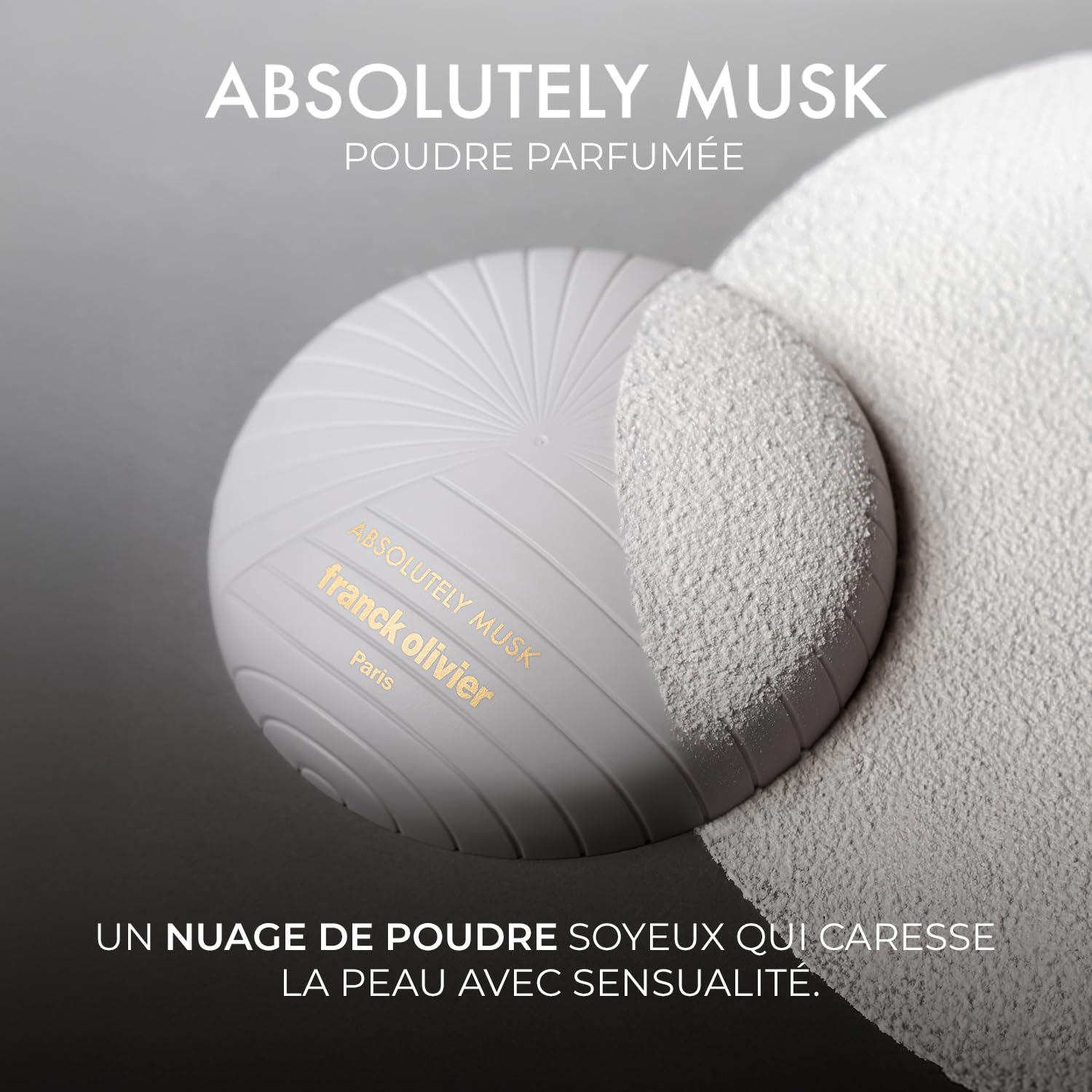 FRANCK OLIVIER PARIS - Absolutely Musk - Poudre Parfumée Pour le Corps - Parfum Floral, Boisé, Musqué - Notes de Safran, Freesia, Pivoine, Musc Blanc - Intense & Sensuel - Fabriqué en France - 200 g