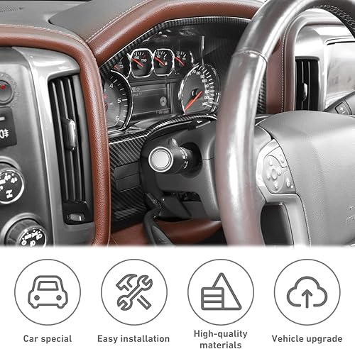 Miniatura 4 de HTHE Cubierta para panel de consola Chevy SilveradoGMCSierra Caenter compatible con Chevy Silverado GMC Sierra 2010-2017 negro de fibra de carbono