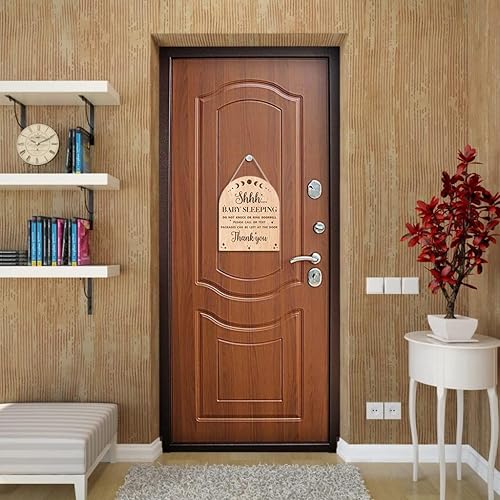 Miniatura 5 de OLMIXA Letrero colgante de madera para puerta delantera (9.8 x 12 pulgadas), no golpees ni anillas para colgar perillas de puerta, colgador de