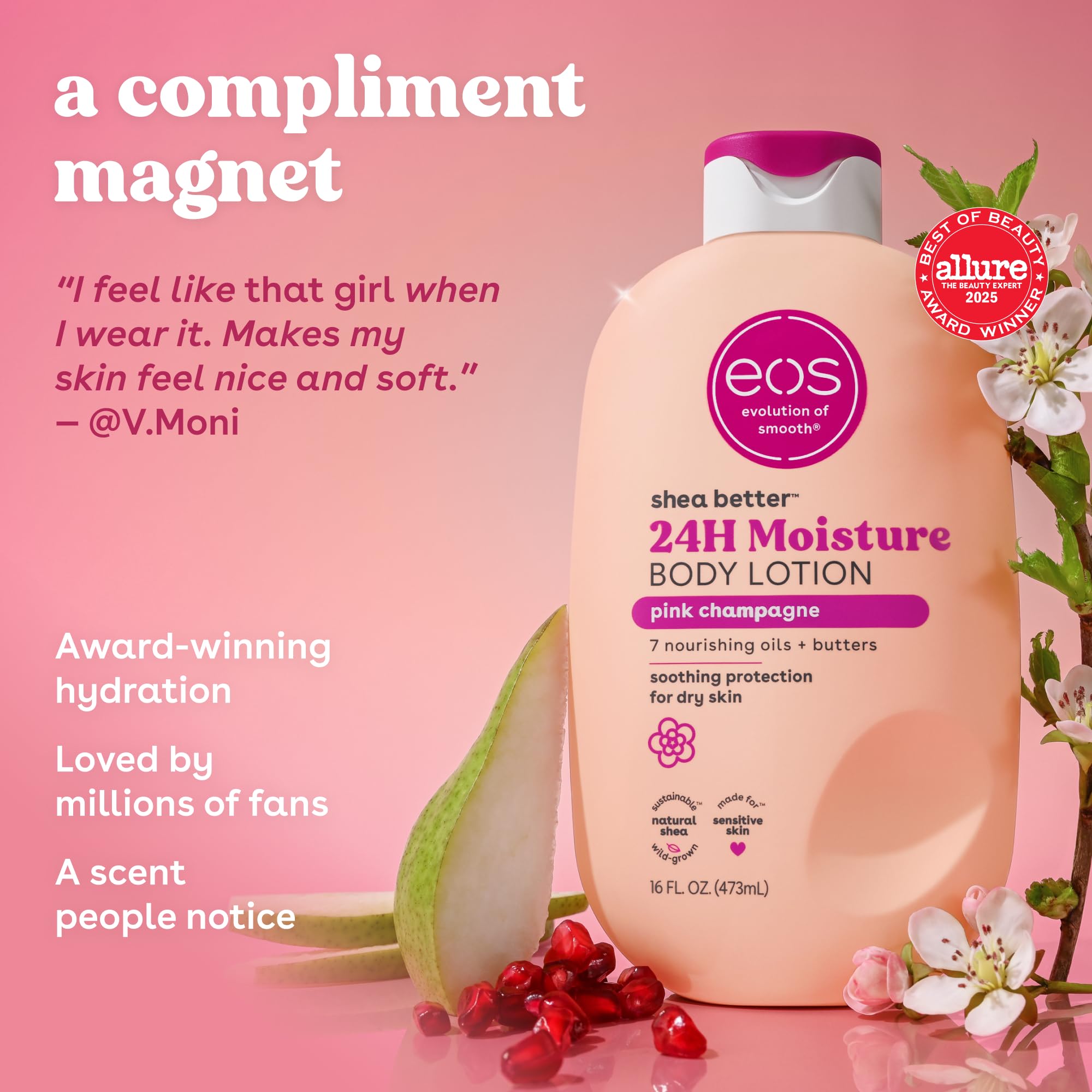 eos Shea Better 24H Moisture Body Lotion- Pink Champagne, 16 fl oz view 3