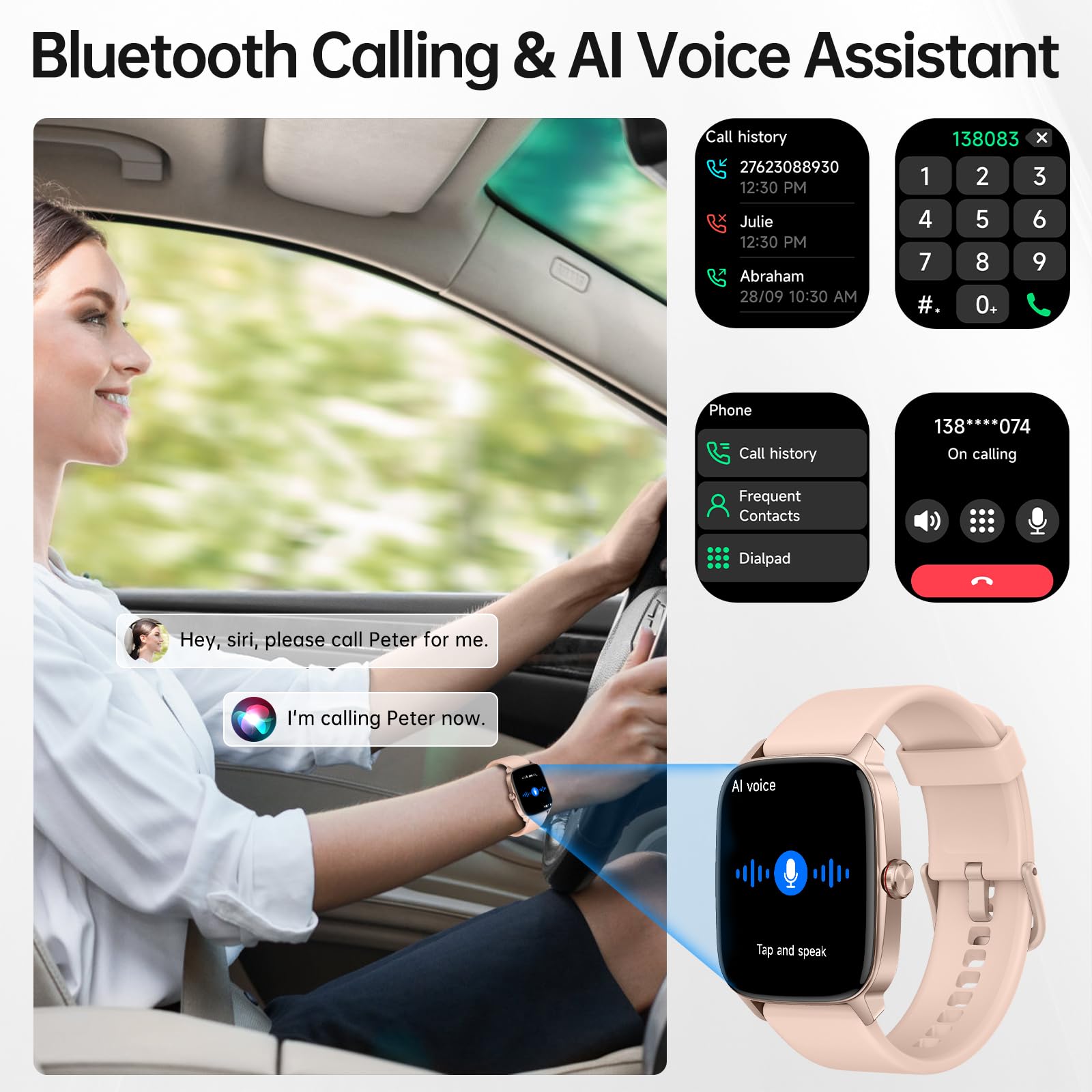 Smart Watches for Women Men with Bluetooth Call & AI Voice, 1.85" HD Fitness Tracker with Heart Rate SpO2 Sleep Monitor, 100+ Sports Modes,Mini Games, IP68 Waterproof Smartwatch for Android iOS Phones