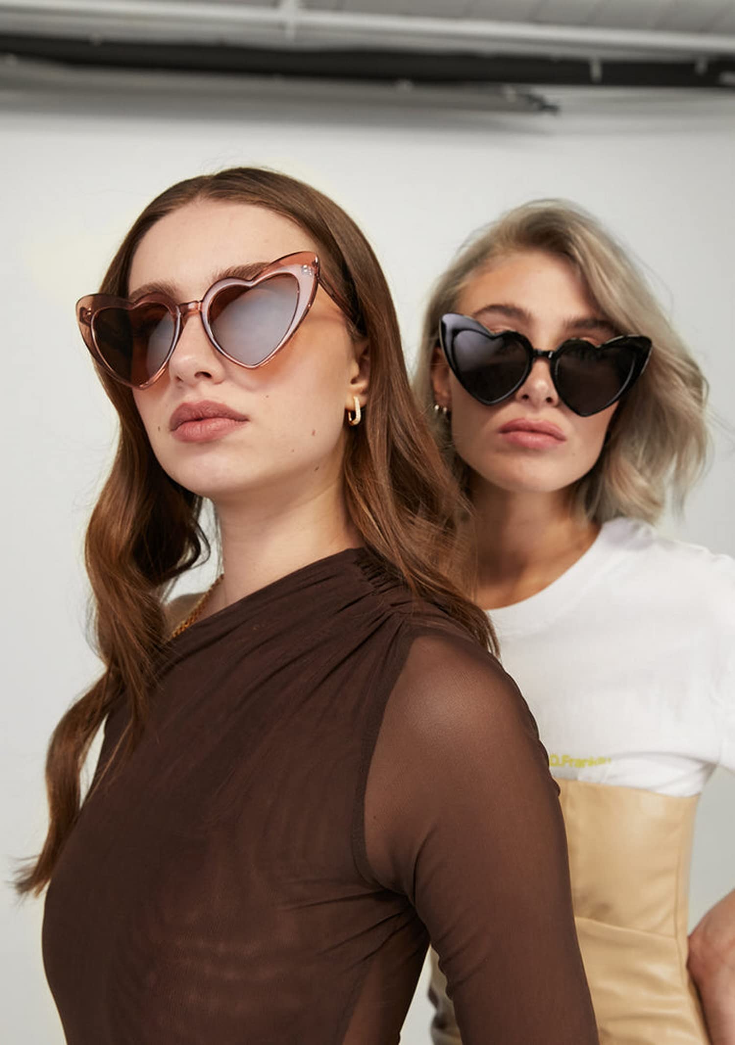 Amazon.co.jp: D Franklin Love Heart Sunglasses Trans Brown/Brown