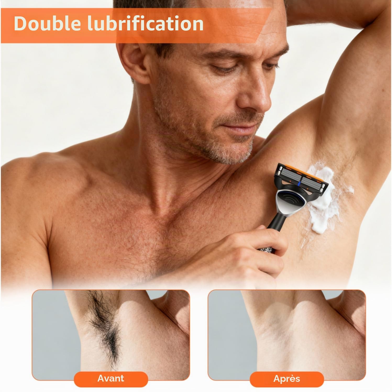 Lames de Rasoir Humide pour Hommes, Paquet de 24 Lames de Rasoir fu-sion 5, 1 Réutilisable Manche + 24 Cartouches De Recharge, Pour Un Rasage Manuel Efficace