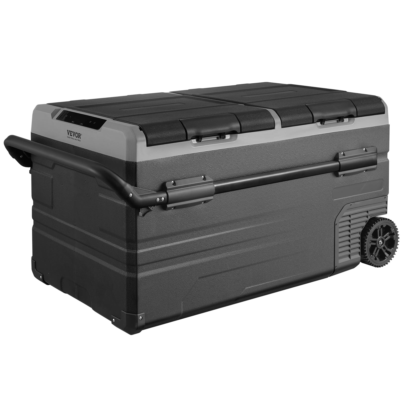 VEVOR Refrigerador para Automóvil, Congelador Portátil de Doble Zona de 115 L con Ruedas y Asa, -20~20 ℃, Refrigerador con Compresor de 1005 x 571 x 522 mm para Exteriores, Campamentos, ≤ 45 dB