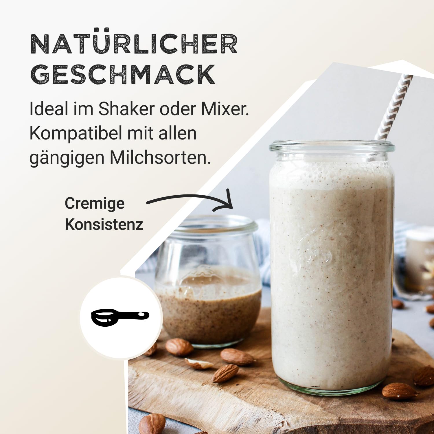 HARVEST REPUBLIC Veganes Proteinpulver Natur | 550 g Protein Pulver auf Mandelbasis | bis zu 13,8 g Protein pro Portion | Geschmacksneutral | ohne Zusatzstoffe
