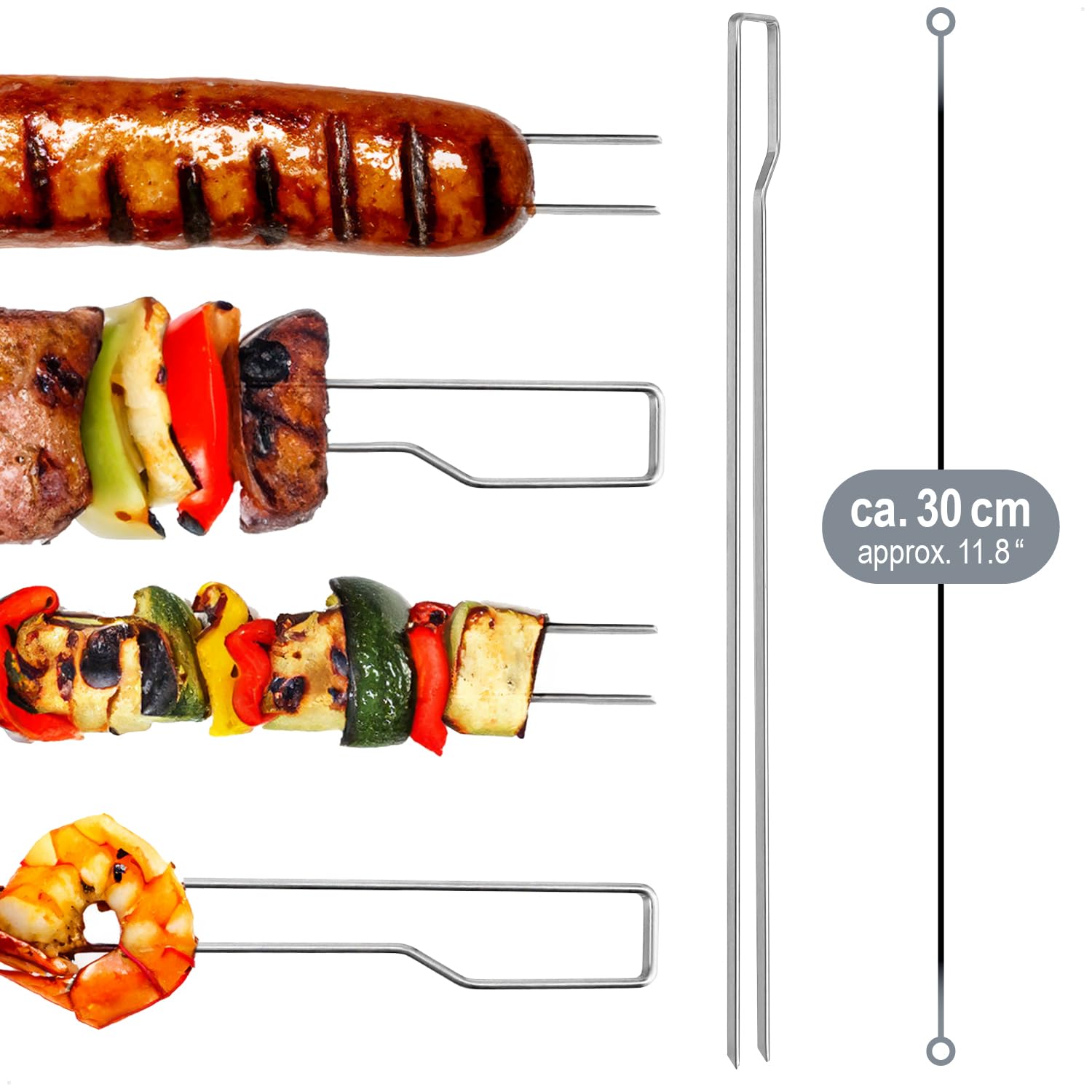 Spiedini Doppi BBQ In Acciaio Inox Wilhelm Sell - 8 Pezzi, 30cm, Con Manico, Per Carne E Verdure - Foto 6