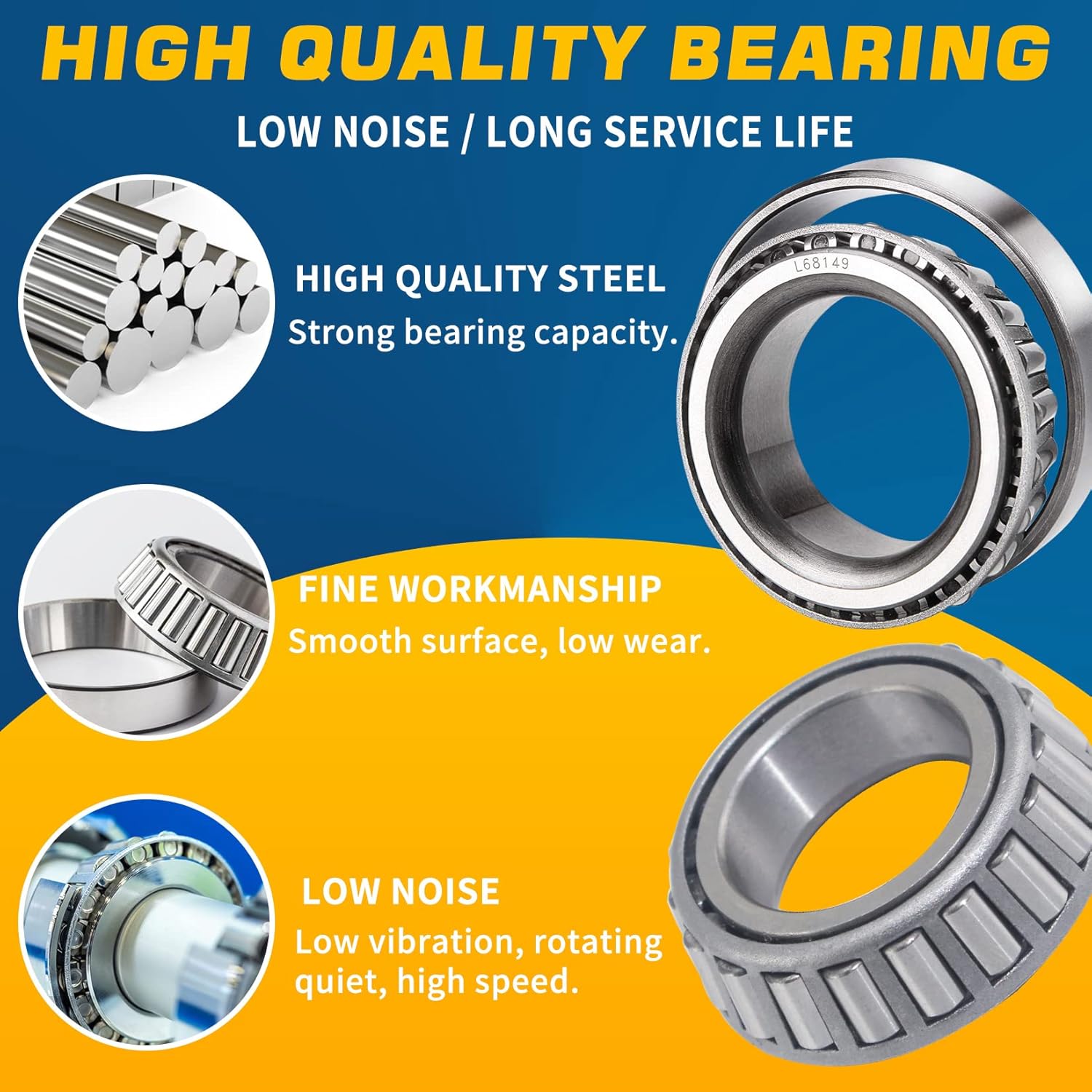 2Sets L68149 L44649 Trailer Axle Hub Bearings Kit with 171255TB Grease Seals, 1.98'' Trailer Dust Caps, Cotter Pins, Axle Nuts & Washers for 3500 lbs 1-3/8'' to 1-1/16'' #84 Spindle