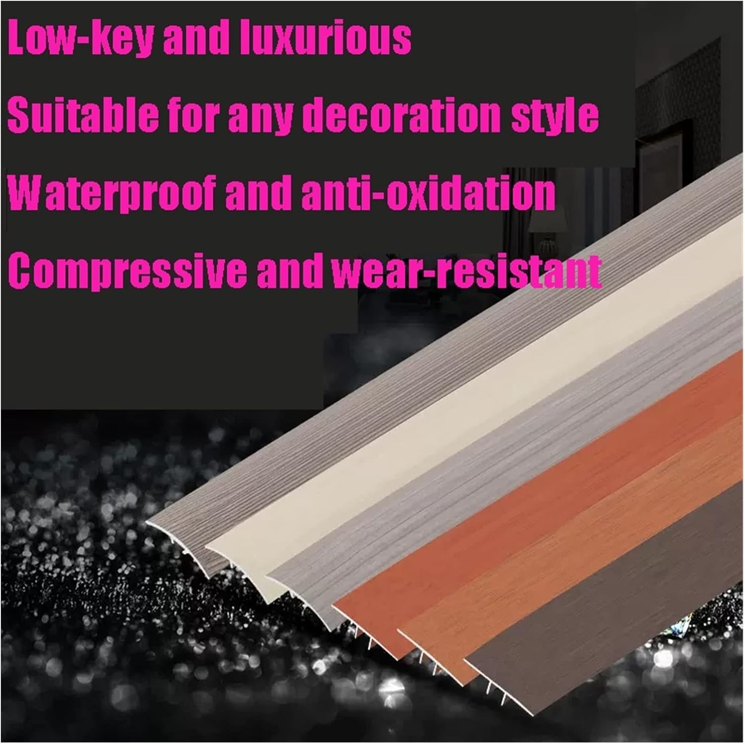 Floor Transition Strip for Gap, Floor Transition Strip,Aluminum Threshold Reducer Flute for Carpet to Tile/Concrete to Vinyl Doors,Matte Door Edge,Easy to Install ( Color : B , Size : W 40mm - L 90cm/