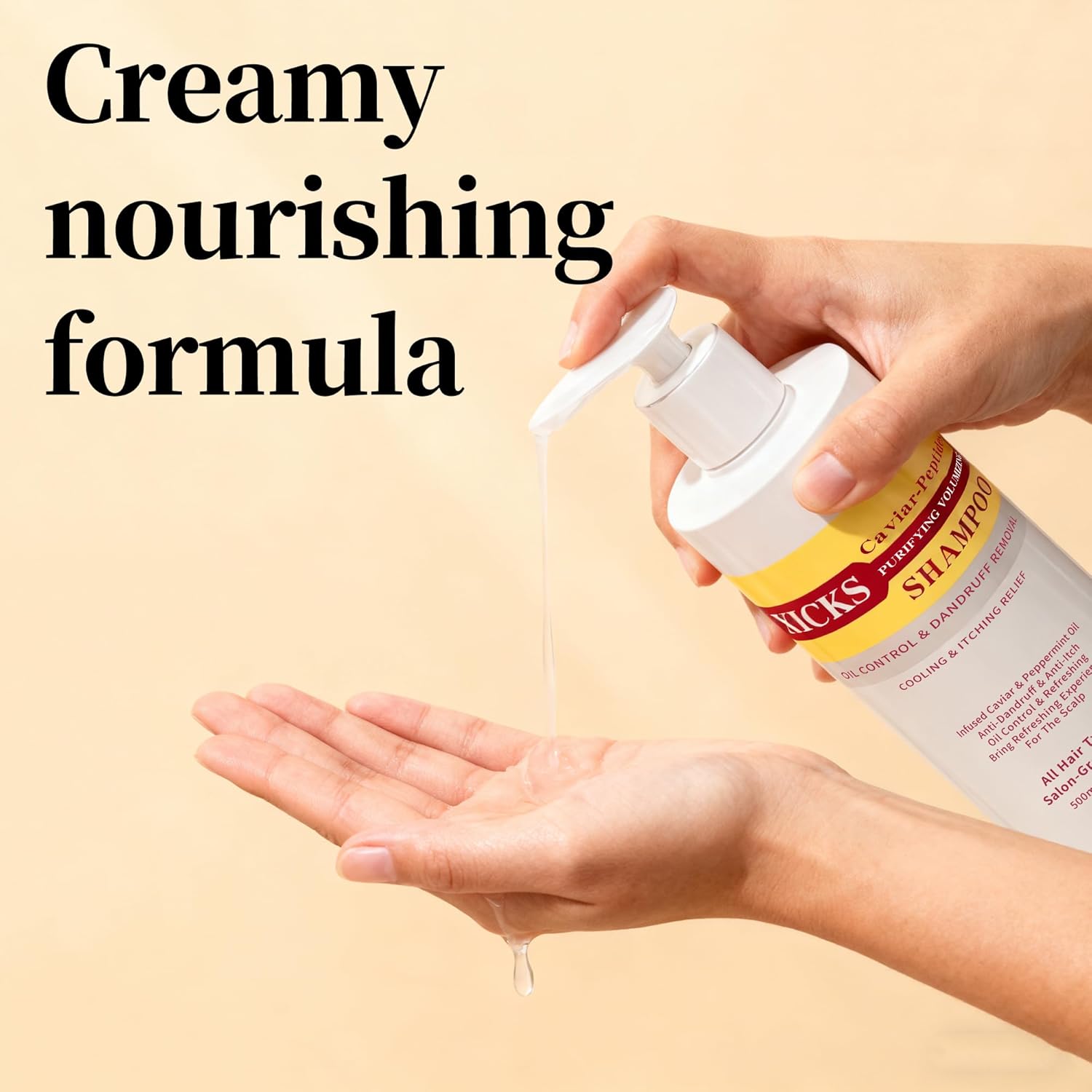 Volumizing Shampoo for Fine & Thin Hair,Caviar Peptide Mint Oil Control,Anti-Dandruff Scalp Care,Sulfate Free Root Lift,Adds Volume & Thickening for Oily Scalp - 500ml
