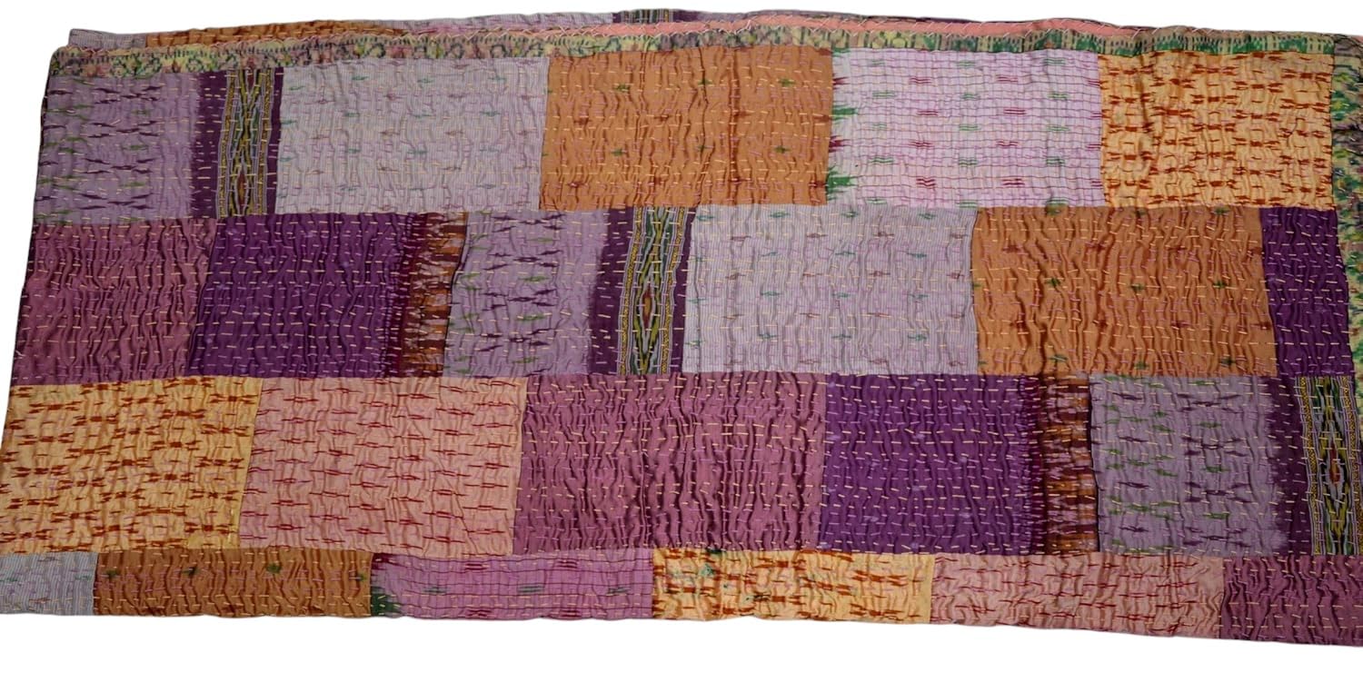 trapunta in stile indiano - trapunta estiva patchwork - trapunte vintage doppie dimensioni - coperte tradizionali - coperta kantha - trapunta indiana patchwork