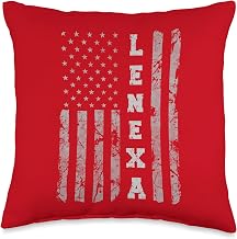 Proud Kansas American family Lenexa, Kansas, American Flag Throw Pillow, 16x16, Multicolor