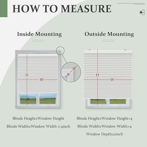 Miniatura 7 de Persianas celulares sin cordón, con filtro de luz, persianas celulares plisadas de poliéster para ventanas, hogar, dormitorio, oficina, 23 pulgadas