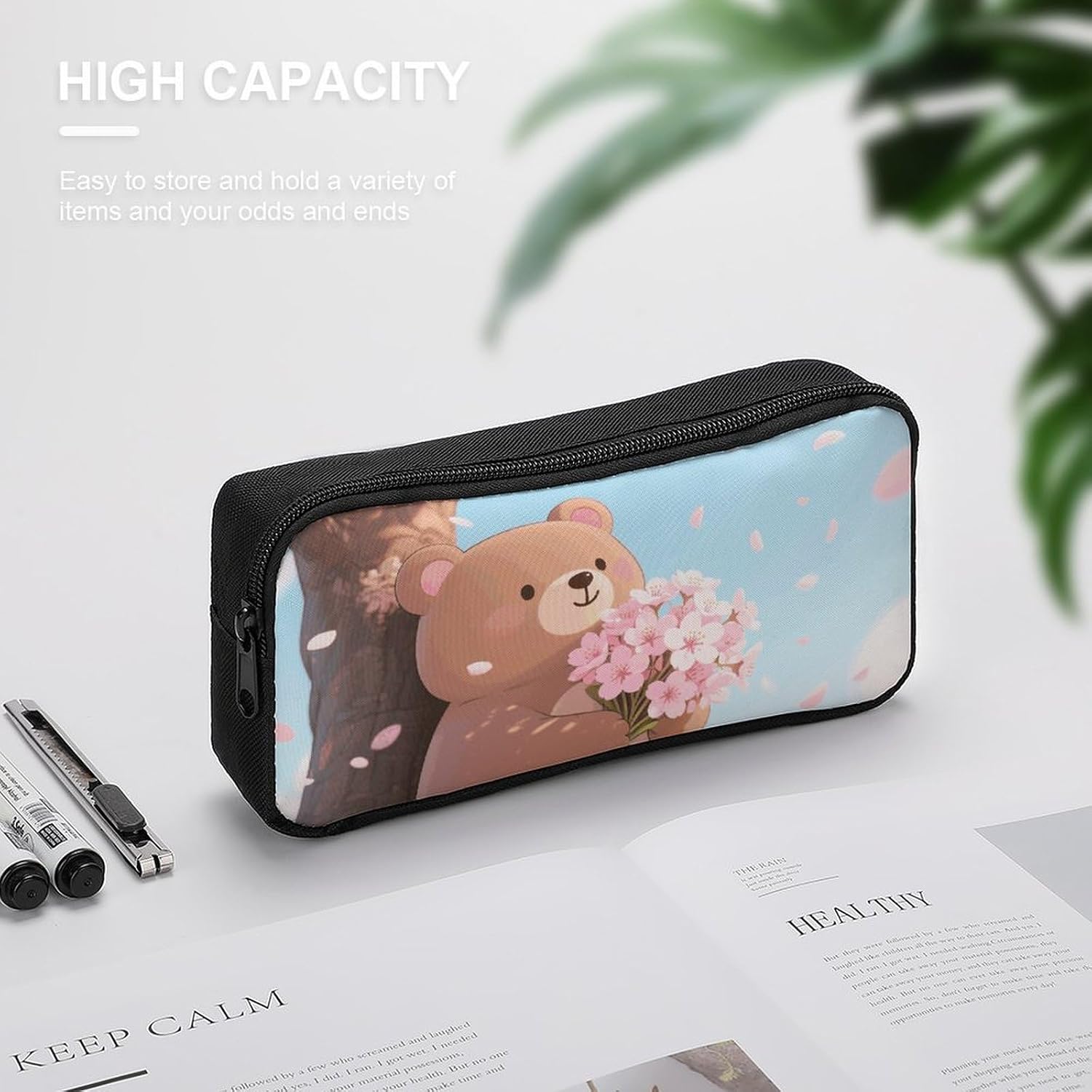 Sakura Bear Pencil Pouch Large Capacity Pencil Case image 4