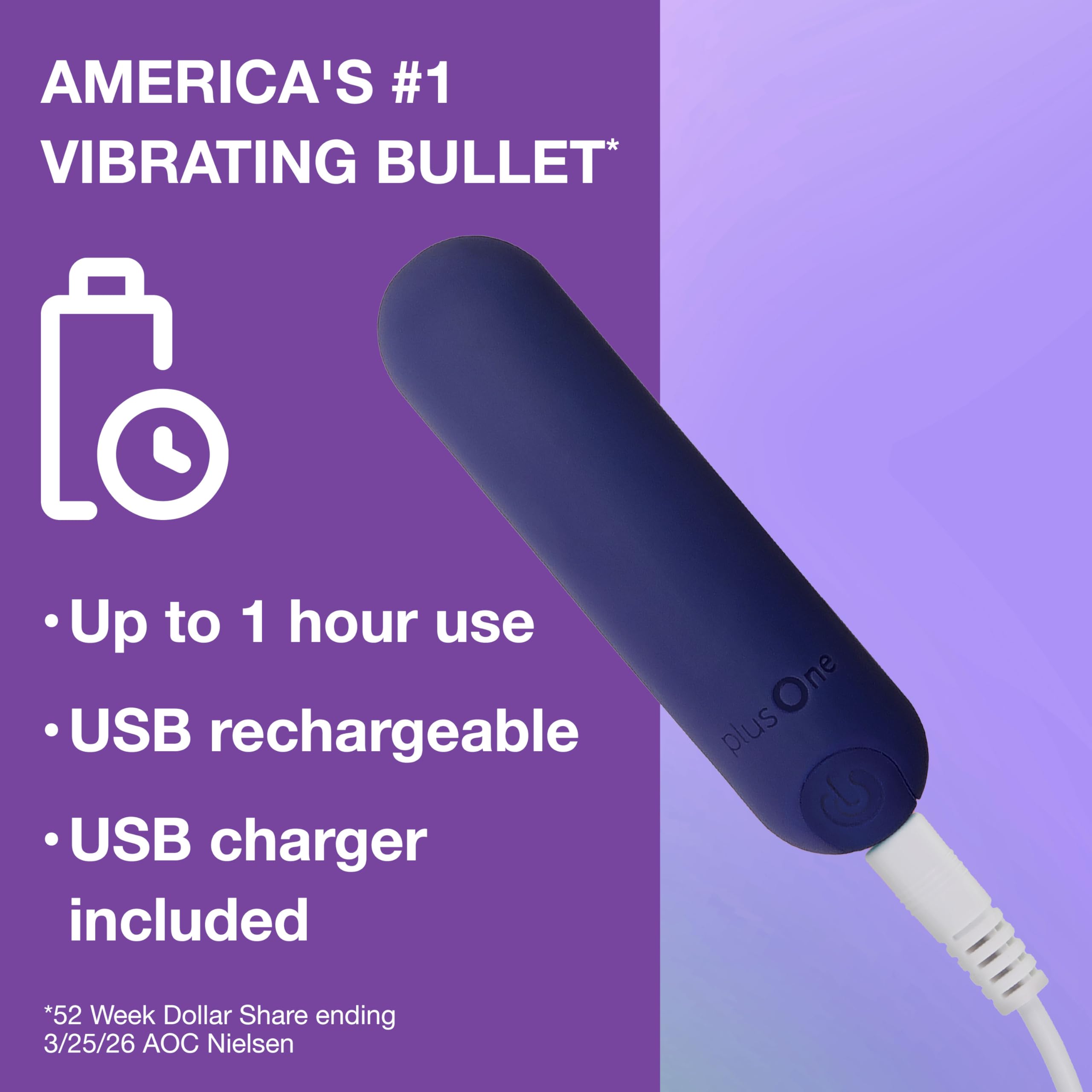 plusOne Bullet Vibrante Viola per Stimolazione Esterna, Giocattolo Sessuale Stimolante da 3 Pollici per Donne, Impermeabile, Silenzioso e Discreto con 10 Modalità di Vibrazione