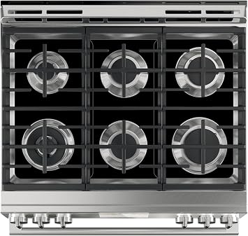 واقيات الموقد Premium Plus لموقد GE Gas Range موديل C2S950P4MW2، بطانة موقد مقطوعة حسب الطلب وسهلة التنظيف، مصنوعة في الولايات المتحدة الأمريكية.