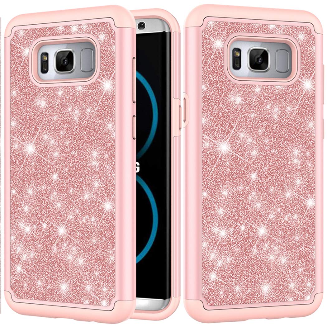 Sidande Phone Case for Galaxy S8, Samsung S8 Case, Girls Women Glitter Bling Sparkle Defender Heavy Duty Phone Cover Cases for Samsung Galaxy S8 (Rose Gold)