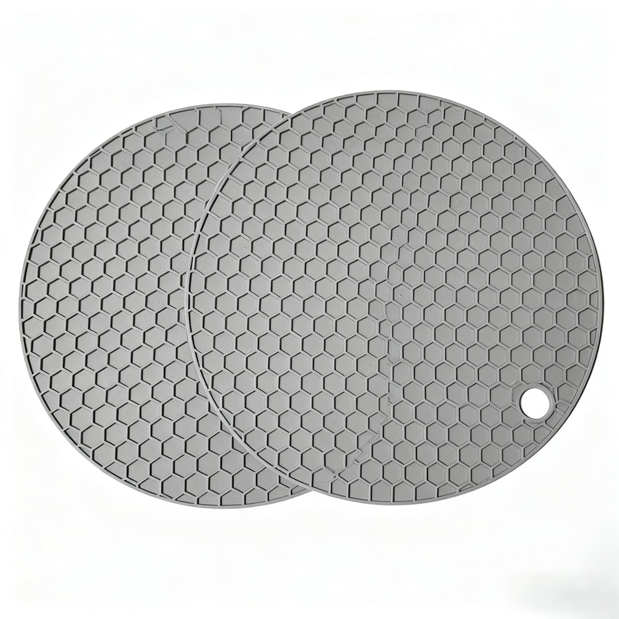 2 Pack Trivets for Hot Dishes, Non-Slip Heat Resistant Silicone Mat for Countertops, Silicone Hot Pads Pot Holders for Kitchen, Multipurpose Thick Trivet(Gray)