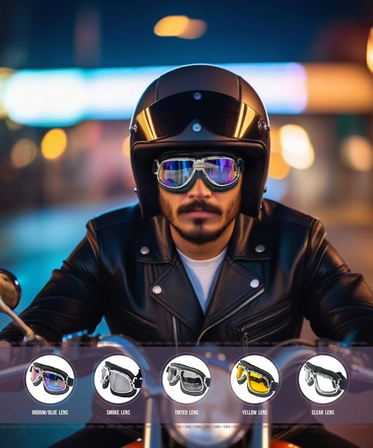 CRG Deportes Vintage Aviator Piloto Estilo de la motocicleta Cruiser Scooter Gafas T11 t11ncb – parent