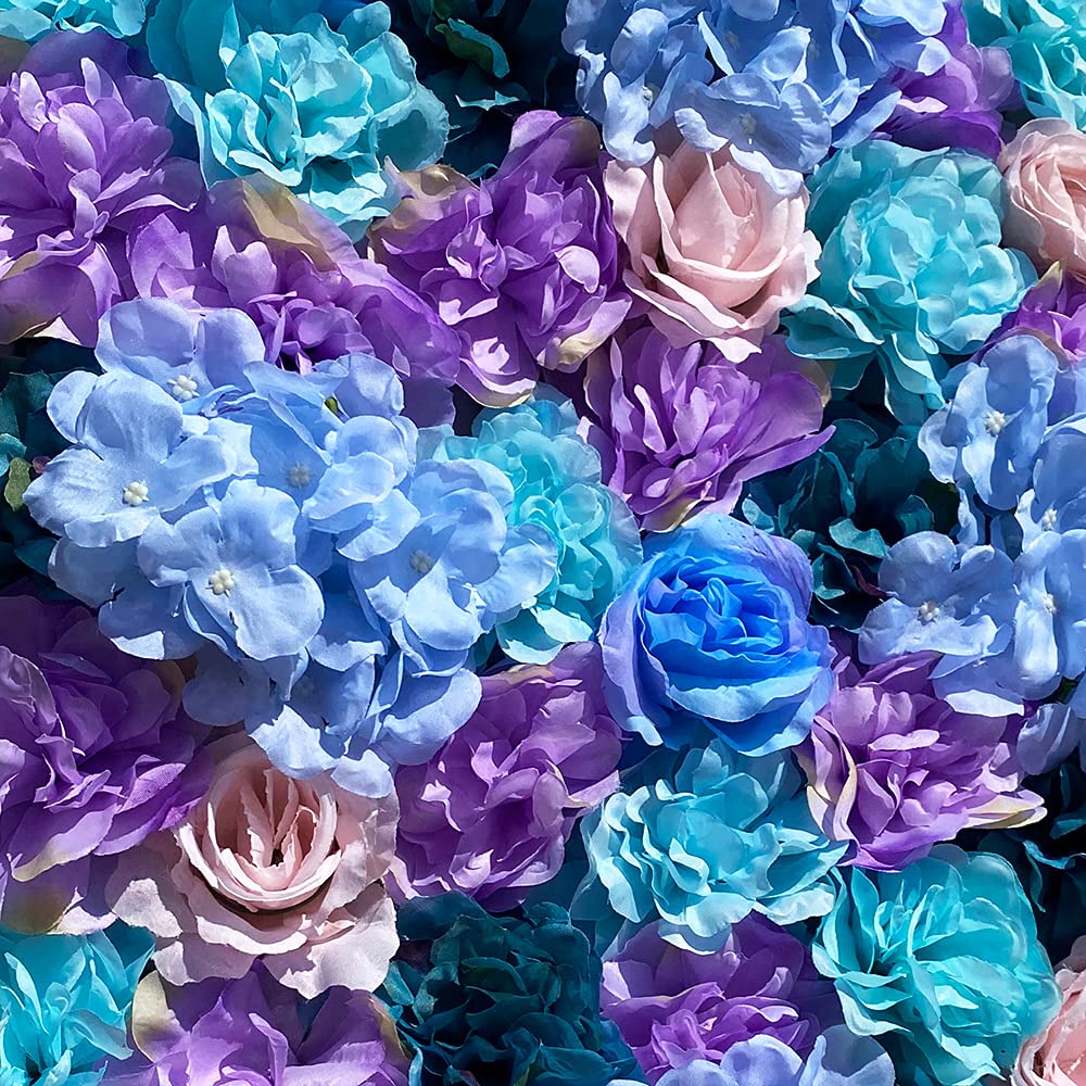 Parete di fiori artificiali per giardino, matrimonio, decorazione viola, 60 x 40 cm