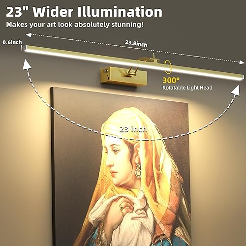 Miniatura 5 de Luz de imagen, 5200 mAh recargable, funciona con pilas, luces para pared con control remoto, 300LM 3000K 16 pulgadas, marco de fotos regulable de