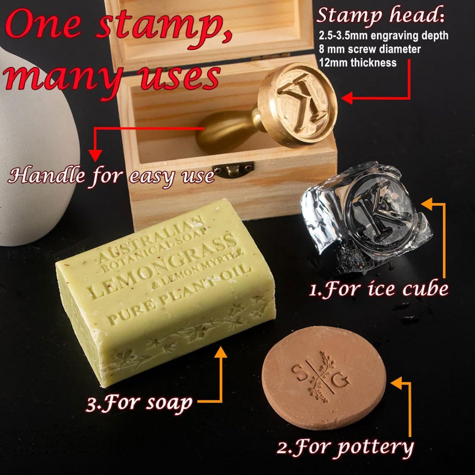 Timbri con lettere con impronta creativa Timbro in argilla personalizzato Timbro con lettera Regalo per gli amanti della ceramica artigianale per timbro in argilla Kit timbro fai da te