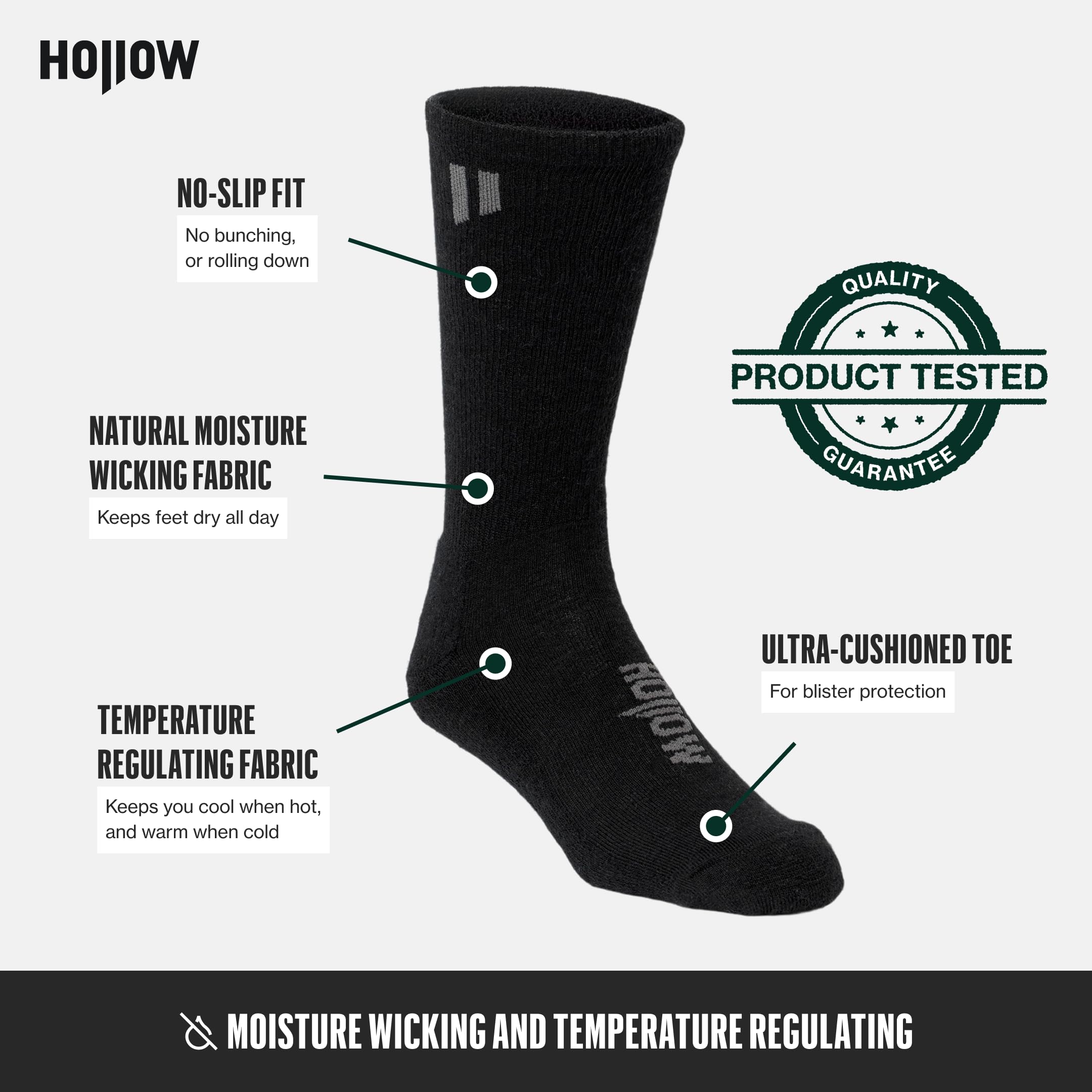 HOLLOW Alpaca Crew Socken für Damen und Herren, 4er-Pack, temperaturregulierende Alpaka-Wollsocken zum Wandern, Arbeiten, Outdoor, jede Jahreszeit, Crew-Socken, Feuchtigkeitstransport, leichte