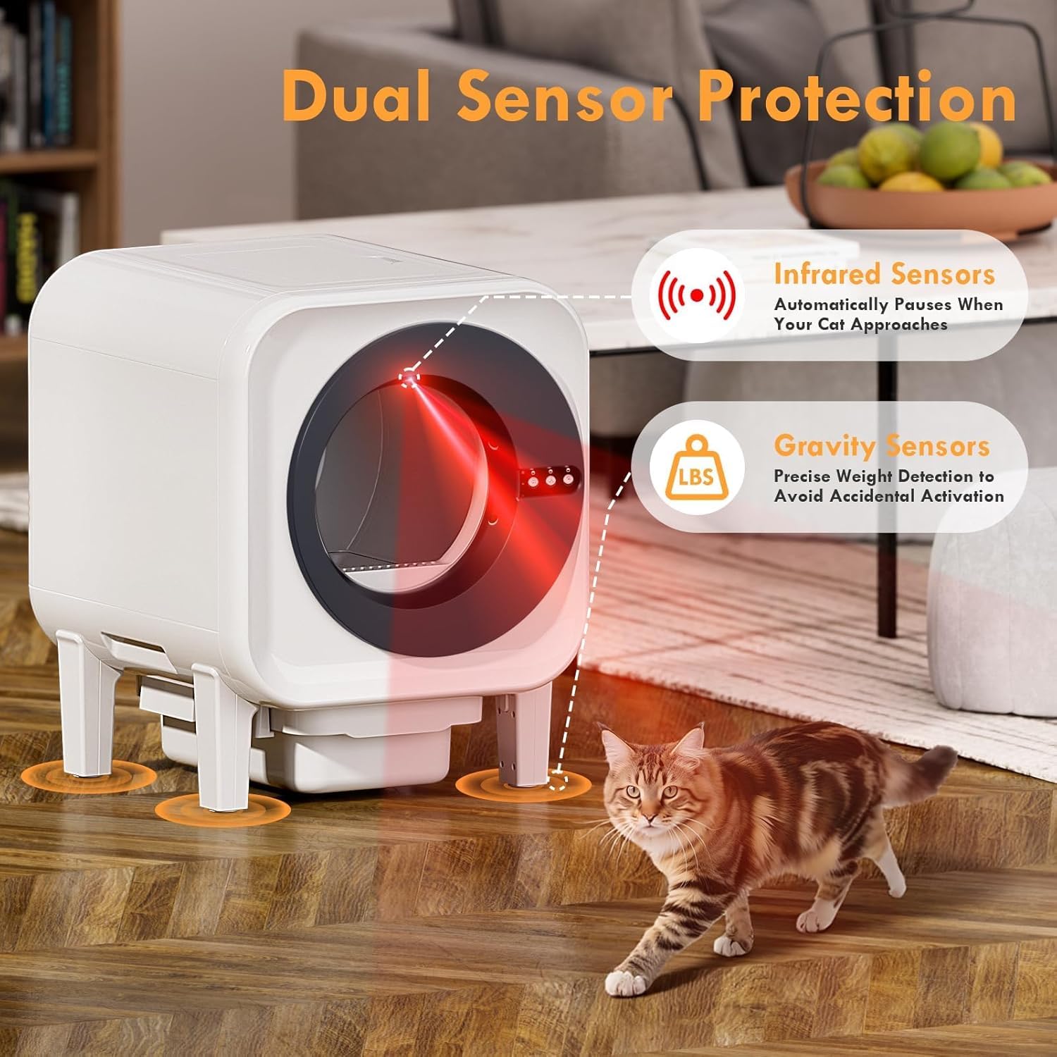 Automatic Cat Litter Box, Self Cleaning Litter Box with App Control, 75l Large Cat Litter Boxs for Multi-Cat Homes, Infrared & Weight Sensors, Odor Eliminator, Easy Cleaning, 20 Trash Bags, Black - image 4