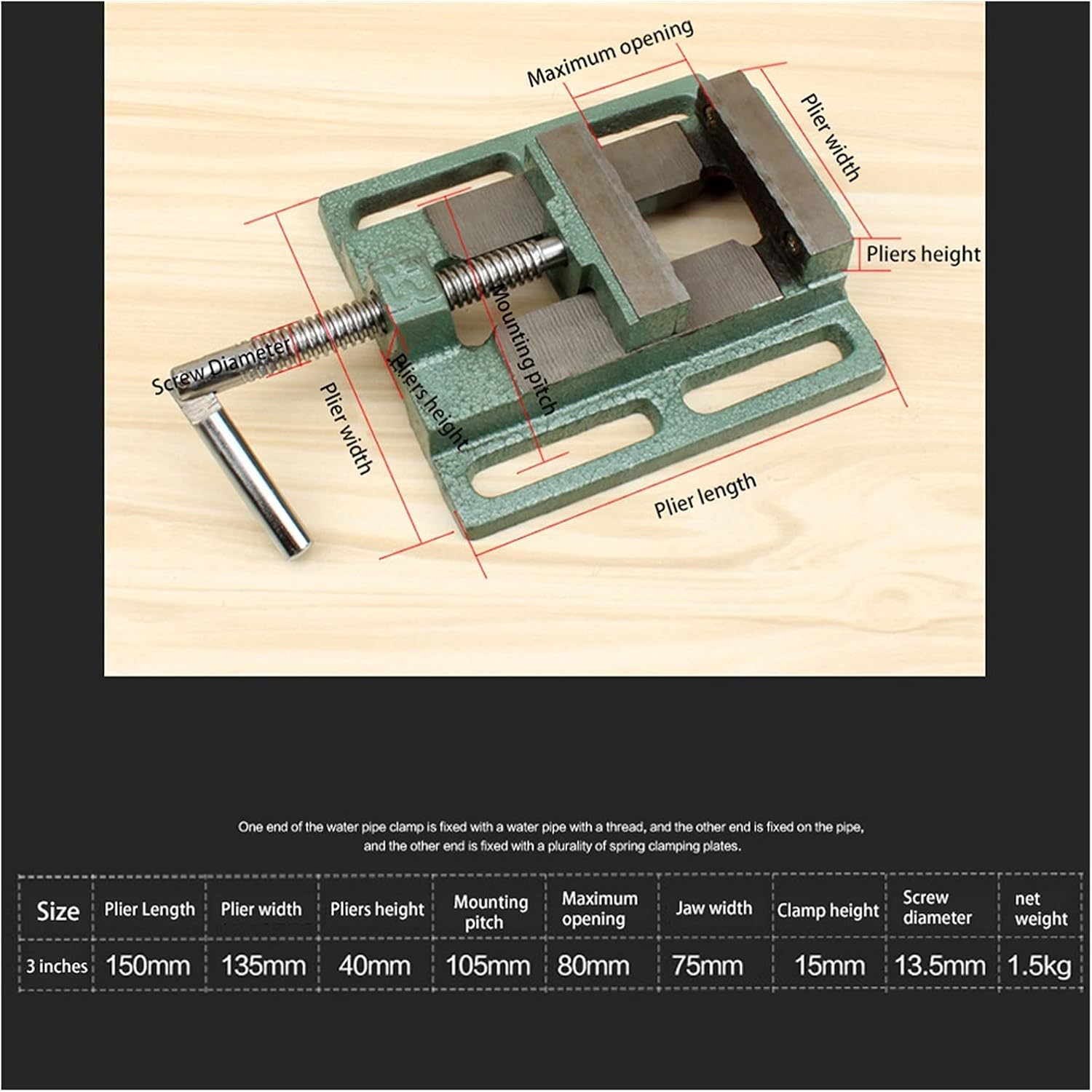 Hand Tools Milling Machine Pliers 3 Inch Drill Press Vice Bench Clamp Flat Tongs Vise Drilling Machine Stand Flat Nose Pliers Vise