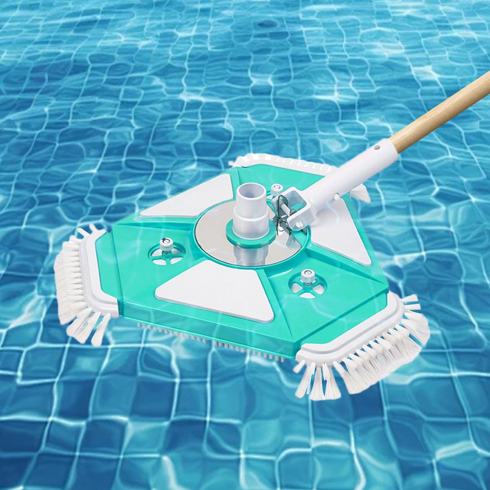 Spazzola per aspirapolvere per piscina, impermeabile, zavorrata, triangolare, testa rotante con 3 spazzole laterali per piscina, spazzola aspirante per piscine interrate | triangolare, testa rotante con 3 spazzole laterali per piscina, spazzola aspirante