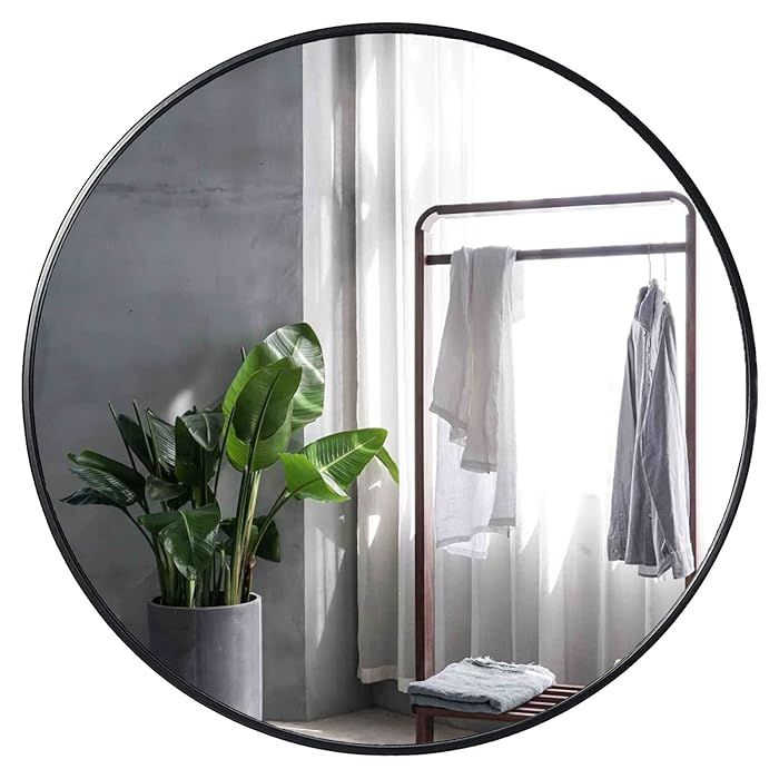 Buy Large Round Mirror 48 Inch,Oversized Round Wall Mirror Modern Black
